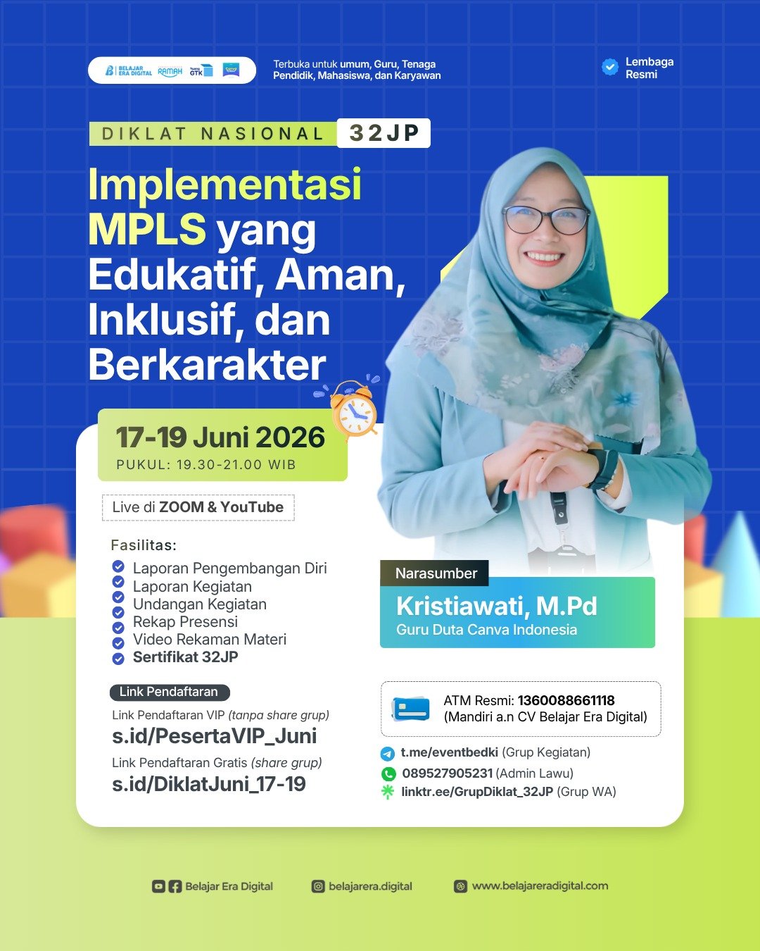 Diklat Nasional 32JP: Implementasi MPLS yang Edukatif, Aman, Inklusif, dan Berkarakter (17-19 Juni 2026)